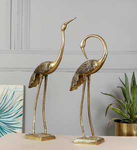 Ensemble de 2 statues d'oiseaux grue en métal, figurines décoratives d'oiseaux à long cou, décoration élégante pour la maison, ornement de table - Product Image 3