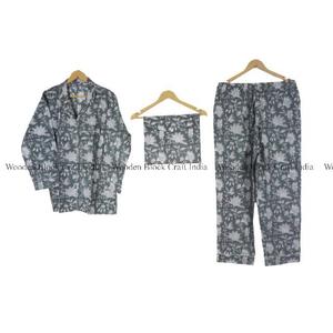 Ensemble pyjama indien fait main 100% coton, imprimé floral, pantalon ultra-confortable et chemise, robe de nuit pour femme, shorts pour la maison, vêtements de nuit d'été - Product Image 2