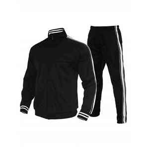 Survêtement bleu pour homme, manches longues, couleur unie, style sportif, respirant, polyester, vêtements décontractés d'hiver, coupe régulière, poches latérales, 2 en 1 - Product Image 4