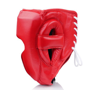 Red PU Leather <b>Boxing</b> Head Guard with Buckle Closure Protective Gear for Adults Unisex Sports Use - Product Image 2