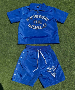 Custom Embroidered Woven <b>Hip</b> Hop Breathable Tracksuit Set <b>for</b> Men Summer Two-Piece Quarter-Zip OEM Manufacturer - Product Image 2
