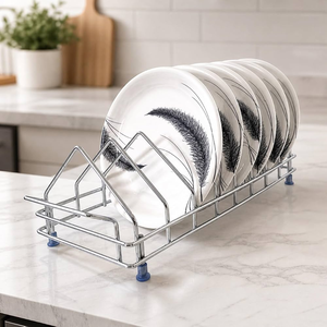 Égouttoir à assiettes en acier inoxydable simple, type sur pied, pour cuisine, égouttoir à assiettes de comptoir en acier inoxydable - Product Image 1