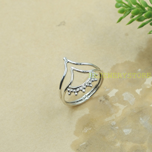 Anillo Abierto Minimalista de Plata de Ley 925, Hecho a Mano, Ajustable, Diseño Abstracto Geométrico de Ondas y Puntos, Joyería Moderna para Mujer, Unisex - Product Image 6