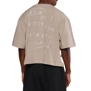 2026 Custom Vintage Washed Oversized T Shirt Men Graffiti <b>Back</b> Print Heavyweight Cotton <b>Drop</b> Shoulder Boxy - Product Image 2