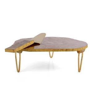 Expositor de Postres de Resina de Lujo con Patas Doradas Tipo Horquilla |   Soporte Moderno para Tartas, para Decoración de Bodas y Fiestas - Product Image 3