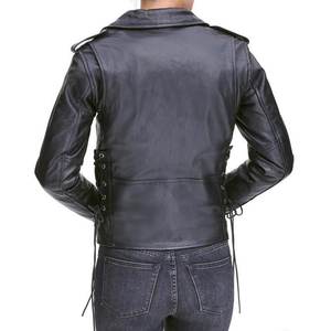 Chaqueta de mujer negra con cremallera y logotipo personalizado, estilo vintage para invierno, chaqueta bomber de cuero genuino, estilo streetwear. - Product Image 4