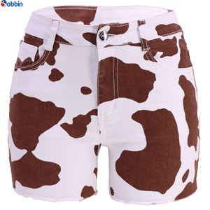 Shorts de Mezclilla para Mujer, Verano, a la Moda, con Estampado de Vaca, Shorts de Mezclilla con Estampado Animal, Transpirables - Product Image 5