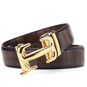 Cinturones de Vestir Personalizados con Hebilla de Diseño Nuevo OEM para Hombre, Cinturones de Cuero Genuino de Alta Calidad, Cinturón con Logotipo Personalizado - Product Image 2