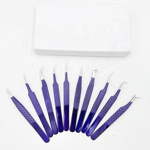 Pinzas de extensión de pestañas recubiertas con agarre de diamante de etiqueta privada profesional Punta puntiaguda de acero inoxidable sólido de Color personalizado - Product Image 2