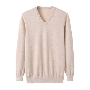 Pull en laine col V pour homme, couleur unie, manches longues, anti-boulochage, épaisseur standard, idéal pour l'automne - Product Image 5