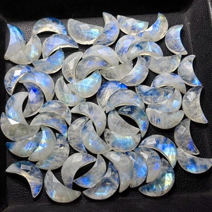 Piedra de Luna Arcoíris Natural en Forma de Luna, Gema Suelta con Destello Azul, Cristal Facetado para Joyería - Product Image 1