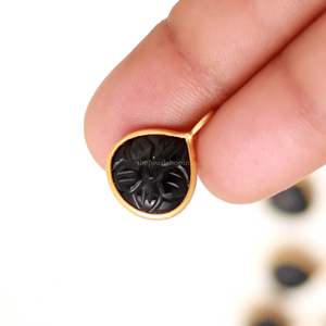 Colgante de flor de ónix negro natural, plata de ley 925, colgante de piedra preciosa tallada a mano, colgante de corazón para la fabricación de joyas, 12 mm - Product Image 2