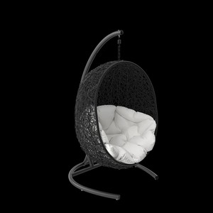 Black Synthetic Rattan <b>Hanging</b> Egg Chair Outdoor Patio Swing Wholesale - Product Image 2