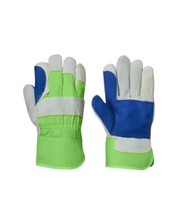 Meilleurs gants de travail en cuir de vachette pleine fleur de qualité supérieure, paume renforcée, protection des mains, gants de sécurité avec manchette caoutchoutée CE - Product Image 5