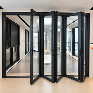 Fenêtres et portes accordéon modernes en alliage d'aluminium standard allemand, pliables, avec isolation thermique, pour usage hôtelier - Product Image 1