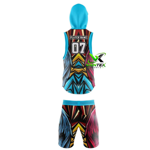VANTEX <b>Men's</b> Custom Watermelon Hooded Basketball Jersey <b>Shorts</b> Set Green Stripes Number 13 100% Polyester Model VS-MJ-534 - Product Image 4