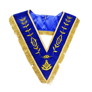 Collier de Maître Maçon en Velours Bleu Foncé avec Broderie Personnalisée – Collier d'Officier Maçonnique à Prix Réduit - Product Image 2