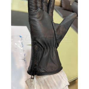 Gants d'hiver en cuir pour homme et femme, en véritable peau de mouton, design à points croisés, mode outdoor, OEM, noirs. - Product Image 5