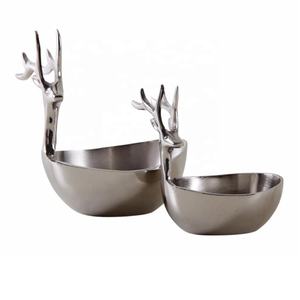 Panier de cerf moderne bol de service en aluminium fini mat pour salade collation fruits et noix décor bol de service table à manger prix de gros - Product Image 1