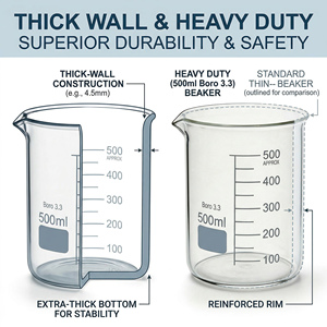 25-500ml Premium Borosilikat 3.3 Glasbecher mit Graduierung und Ausguss, Hochtemperaturbeständig für Laboranwendungen - Product Image 6