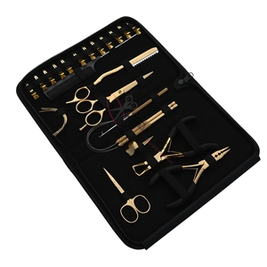 Kit Completo de Herramientas para Extensiones de Cabello de Salón: Alicates de Microperlas Dorados, Gancho, 2 Peines de Bucle, Clips de Seccionamiento y Peinado, Cuchilla Separadora de Dedos - Product Image 1