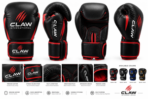 ถุงมือชกมวยพรีเมียมแบบสั่งทำพิเศษ CLAW INTERNATIONAL หนังแท้ สำหรับฝึกซ้อมและแข่งขัน มวยไทย มวยสากล MMA - Product Image 4