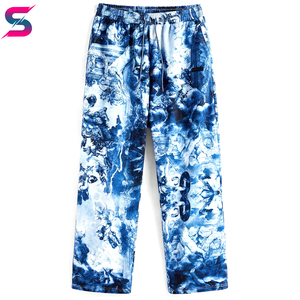 Blue <b>Tie</b> <b>Dye</b> Loose Fit Regular Street Wear Printed Good Supplier Breathable Adult Wear Lightweight Polyester Cotton Tracksuits - Product Image 6