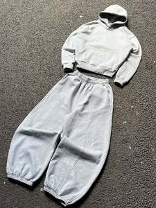 Conjunto de Sudadera con Capucha y Pantalones Jogger de Algodón Grueso Personalizado, Chándal de Forro Polar Oversize, Conjunto de Dos Piezas Estilo Urbano Minimalista, Sudaderas de Marca Privada - Product Image 1