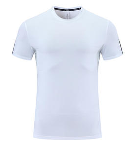 T-shirt à manches courtes pour homme, séchage rapide, coupe ajustée, col rond, sportif, motif géométrique noir, tricoté en polyester - Product Image 2