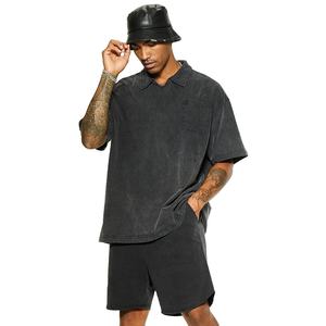 Ropa de calle personalizada impresa Sun Faded Acid Wash T Shirt y Shorts Set sin mangas T Shirt y Sweat Shorts Set - Product Image 1