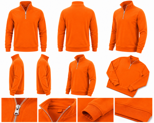 WARPRO INDUSTRY Pull à col montant orange pour homme, coupe classique, manches longues, couleur unie, tricoté, fermeture éclair 1/4, hiver - Product Image 4