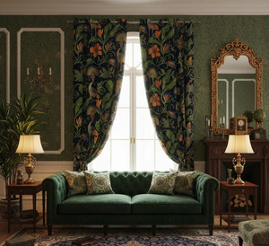 High Quality Vintage Garden Floral <b>Curtains</b> Dense Botanical Print 70% Light Blocking Custom Window Drapes <b>for</b> Living Room - Product Image 3