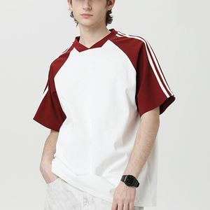 Camiseta Deportiva de Manga Raglán con Cuello en V para Hombre, de Secado Rápido, Corte Regular, 100% Poliéster, Diseño Sólido Tejido - Product Image 4