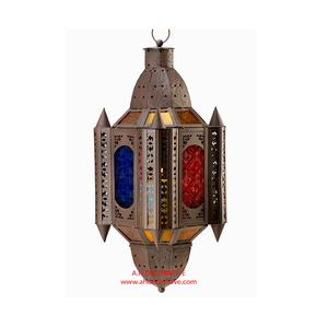 Lanterne suspendue hexagonale en laiton vintage européen, finition or antique, luminaire décoratif pour plafond, idéal pour les mariages - Product Image 4