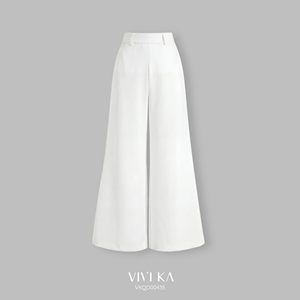 Pantalones anchos casuales de cintura alta para mujer, lisos, teñidos, antiarrugas, para todas las estaciones, KRISTINA Woven - Product Image 2