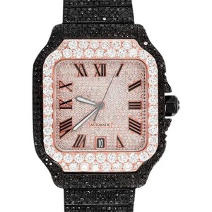 Reloj Mecánico Cuadrado de Lujo con Incrustaciones de Diamantes, Números Romanos Analógicos, Cristal de Zafiro, Cierre Desplegable para Mujer - Product Image 1
