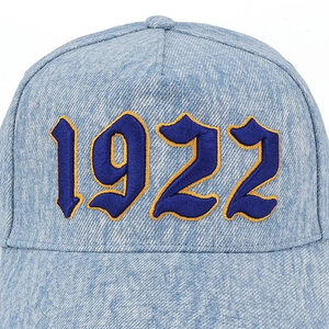 Gorra de Béisbol Bordada 1922 en Mezclilla Azul Claro, Acabado Lavado, Visera Curva, Hebilla Ajustable, Gorra Deportiva Casual para Mujer, para Actividades al Aire Libre - Product Image 3