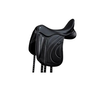 Premium Dressage Horse Leather Saddle Asiento profundo Acolchado Rodilleras Rollos Árbol de fibra de vidrio Paseo cómodo para entrenamiento y competición - Product Image 1
