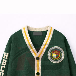 Cardigan universitaire personnalisé HBCU |   Pull sans manches en tricot boutonné sur le devant |   Vêtements de rue 100% coton écologiques - Product Image 2