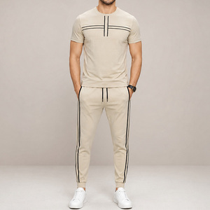 Conjunto Deportivo Casual de Verano de Alta Calidad, Estampado, Mezcla de Algodón Suave, Ligero, Elástico y Transpirable, Camiseta de Manga Corta y Pantalones Jogger - Product Image 4