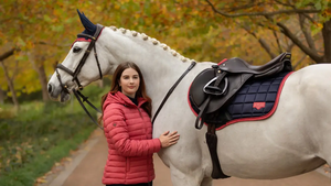 Luxury Orange Horse Dressage Saddle Pad Soft Fleece Foam Filled Leather Finish Lightweight Custom Logo <b>Equestrian</b> Gear - Product Image 3