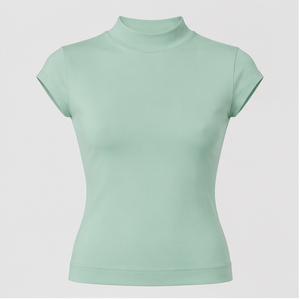 เสื้อยืดผู้หญิงสีเขียวมิ้นท์ คอเต่า แขนสั้น ทรงเข้ารูป รุ่น WTS-0122 - Product Image 1
