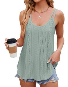 Chaleco sin mangas de algodón 100% tejido a mano, cuello redondo, estilo casual, holgado, transpirable, con patrón liso, suéter de verano. - Product Image 4