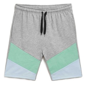 Pantalones Cortos Deportivos Casuales para Hombre, con Paneles Geométricos en Bloques de Color, Cintura con Cordón Ajustable, Color Crema, Rojo y Gris, Corte Medio, Tejido Transpirable - Product Image 5
