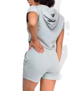 เสื้อยืด2026ทรงหลวมสำหรับทุกเพศของผู้หญิงชุดเสื้อยืดพิมพ์โลโก้ตามสั่งกางเกงขาสั้นทรงหลวม - Product Image 2