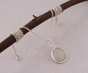 Pendentif en argent sterling 925 avec pierre de lune blanche, collier en quartz naturel, bijoux artisanaux faits à la main, vente en gros, style vintage bohème - Product Image 1