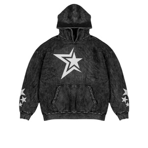 Sweat à capuche pour homme en coton polaire de couleur noire solide fabriqué en usine Offre Spéciale de vente en gros Sweat à capuche surdimensionné délavé à l'acide avec capuche - Product Image 1