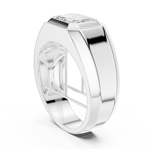 Anillo de sello solitario para hombre con diamante creado en laboratorio en oro amarillo – Anillo de boda de lujo ancho para novio, joyería con diamantes - Product Image 3