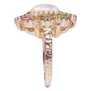 Gold Plated Cocktail <b>Ring</b> With <b>Opal</b> And Multicolor Stones Prong Setting Bohemia Style Women's Everyday Wear - Product Image 4
