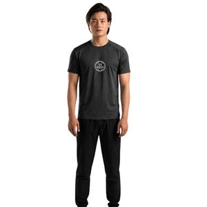 T-shirt noir pour homme, léger, respirant, col rond, manches courtes, fitness, gym, entraînement, performance, vêtements de sport - Product Image 1